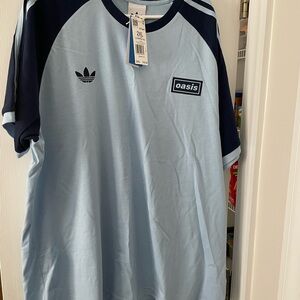 Adidas x Oasis - Adidas Men's Blue and Navy Short Sleeve Tee